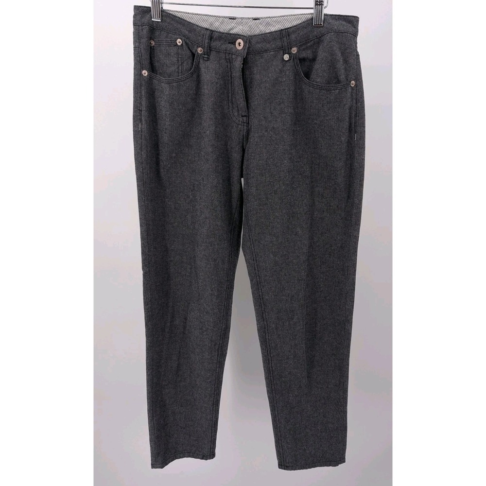 Wrap London Grey Herringbone Trouser Pants Size 6 31" X 28" Tapered Leg Classic